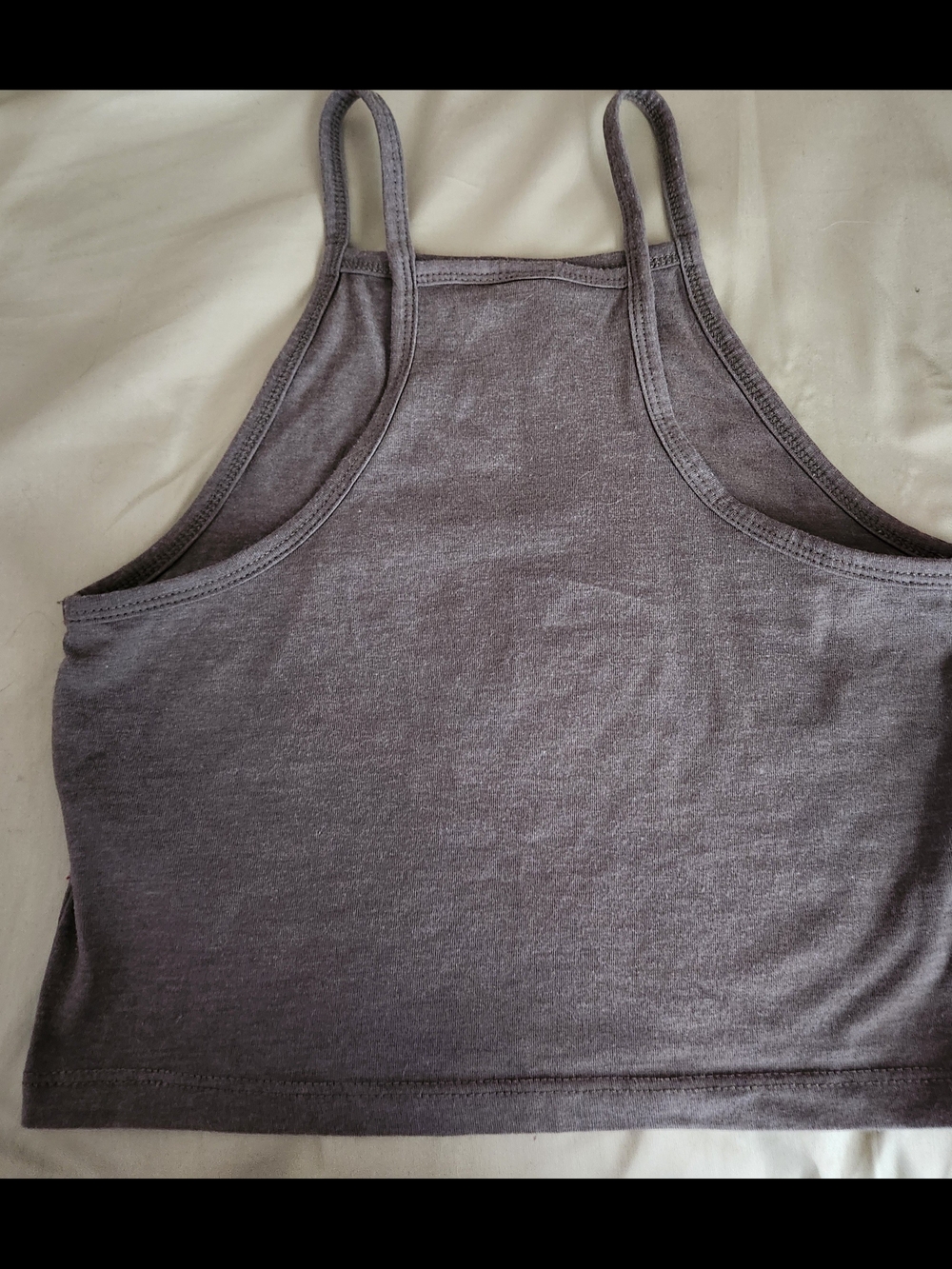 H&M Ribbed High-Neck Crop Tank — Gray